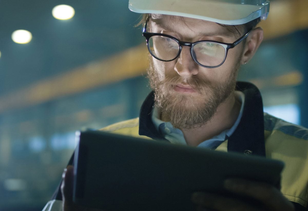 Engineer looking at computer