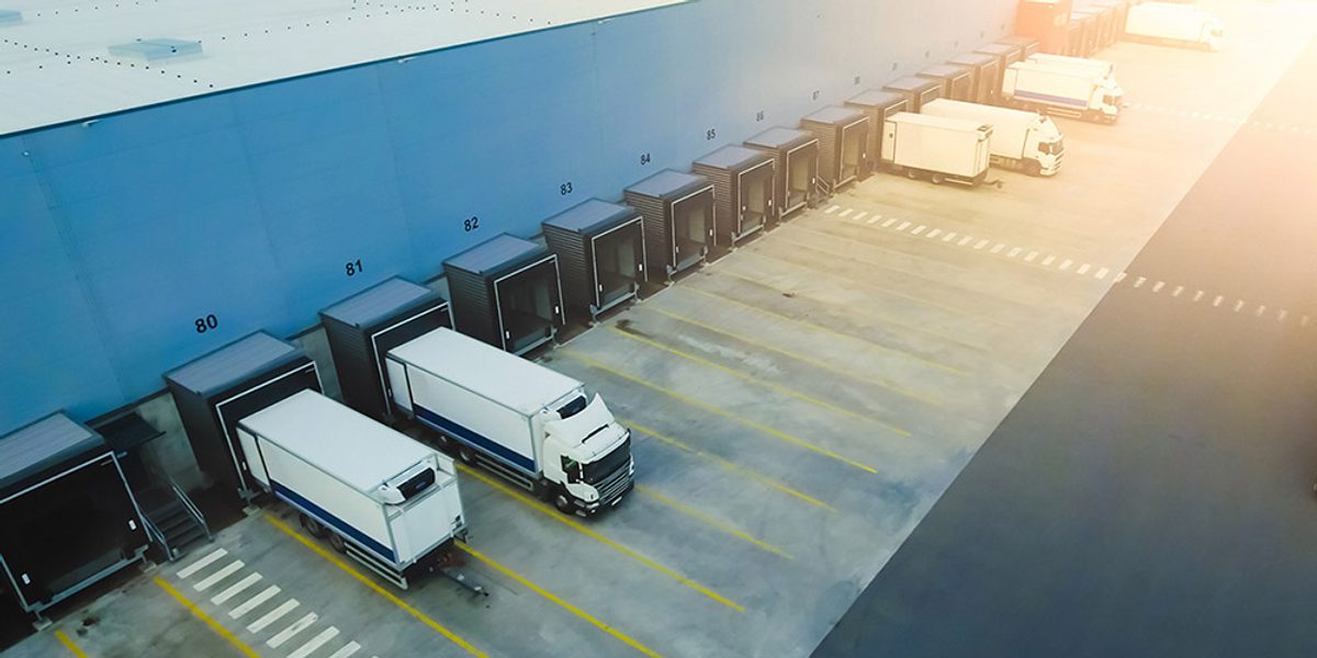 Trucks parked at loading bays