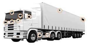 diagram of hgv showing placement of multi camera hardware