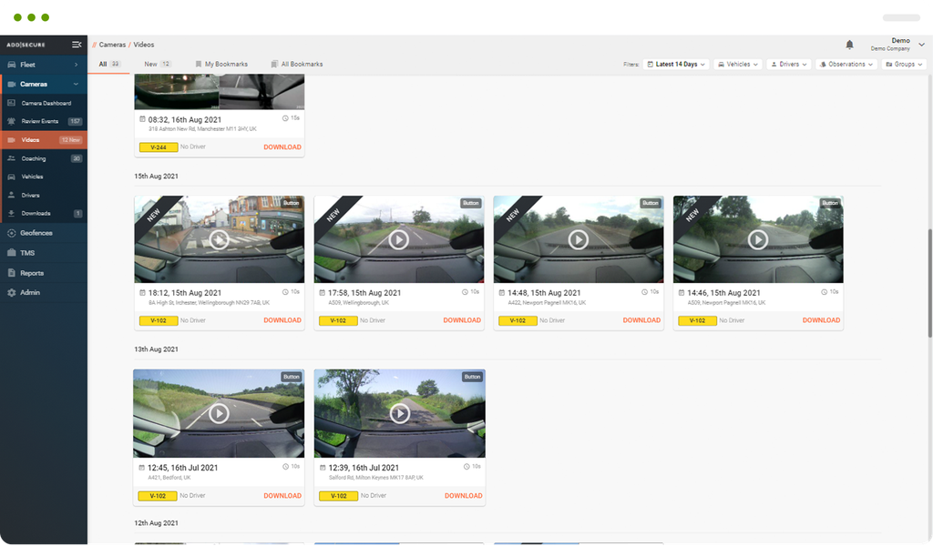 Video telematics dashboard