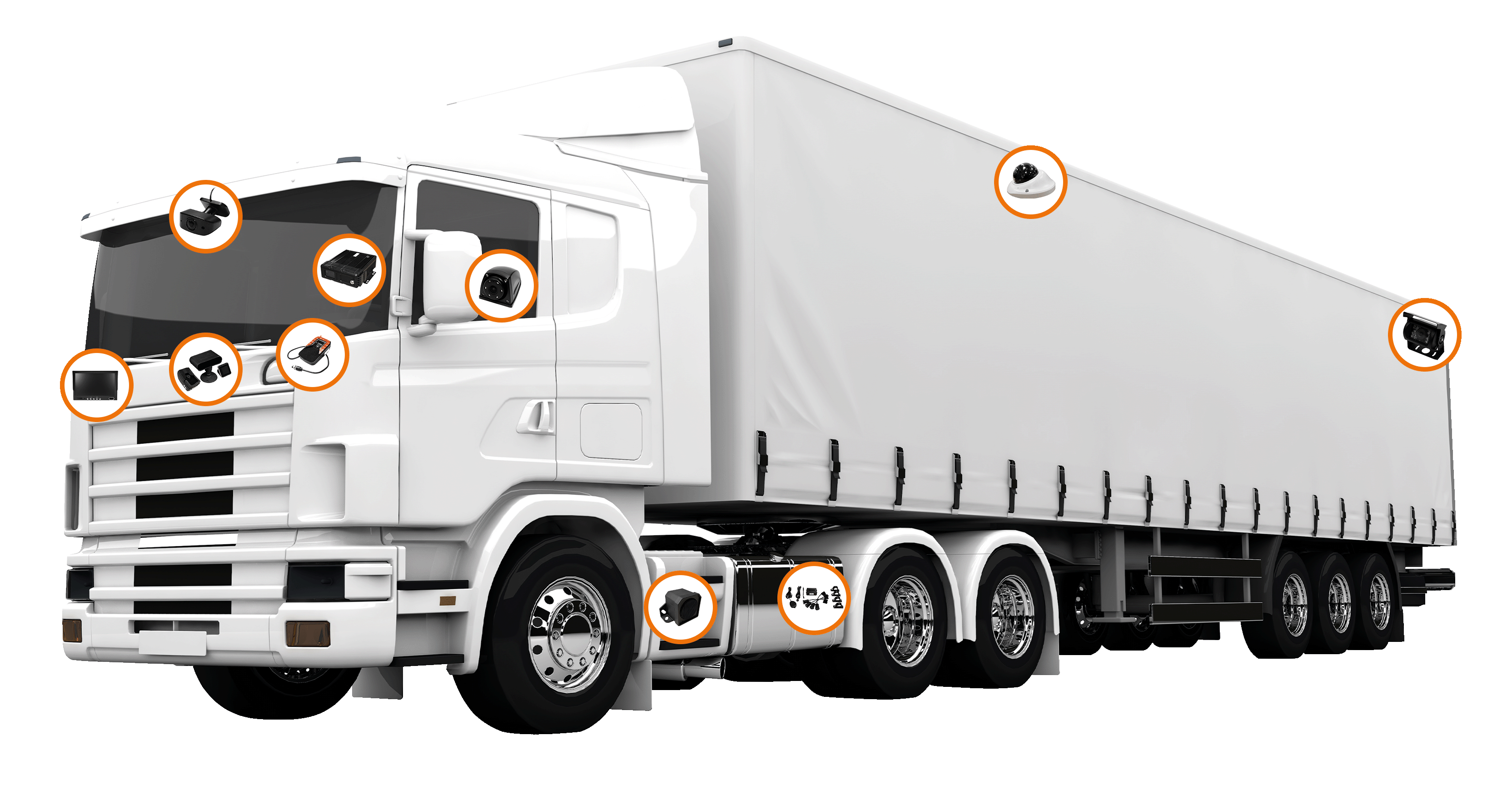 diagram of a where camera equipment can be placed on a hgv